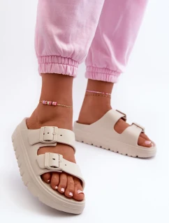 Dámské béžové pěnové pantofle Melorea na platformě