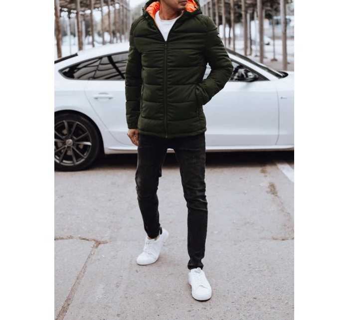 Pánská prošívaná zimní bunda s kapucí zelená FashionStreet TX4893