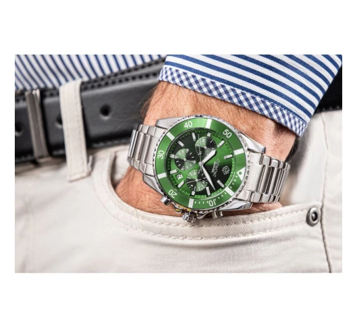 Pánské hodinky Giewont Chronograph Sapphire Silver Green GW3970-B8 Pánské hodinky Giewont Chronograph Sapphire Silver Green GW3970-B8