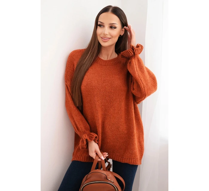 Dámský svetr s příměsí mohairu a vlny volného střihu model 21915281 - K-Fashion