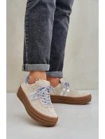 Zazoo N1068S4 Dámské semišové sneakersy na platformě béžové