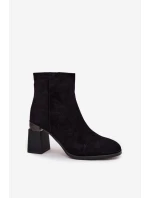 Dámské kozačky z přírodního semiše na podpatku vyhřívané D&A CR52-718 Černé