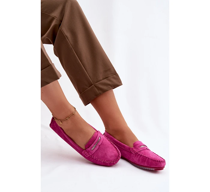 Dámské ploché mokasíny z přírodního semiše S.Barski LR61-7029 fuchsiová Dámské ploché mokasíny z přírodního semiše S.Barski LR61-7029 fuchsiová