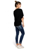 model 15096877 Halenka nadměrné velikosti se zavinovacími detaily pudrová - BeWear model 15096877 Halenka nadměrné velikosti se zavinovacími detaily pudrová - BeWear