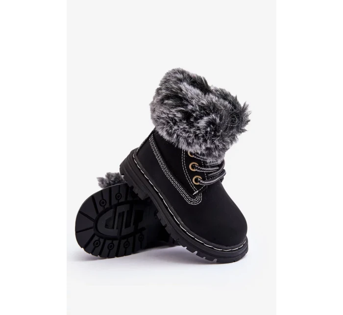 Dětské boty Trapper se zipem a kožíškem, černá Gerande