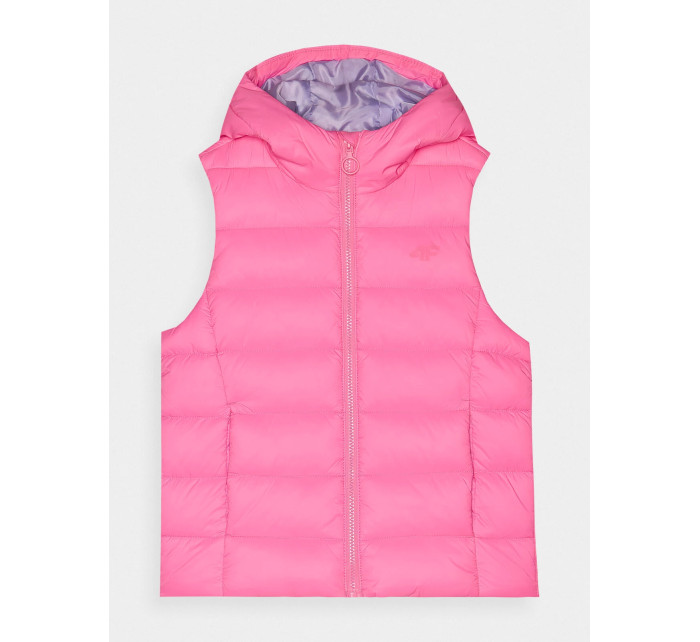 Dívčí péřová vesta s výplní ze syntetického peří 4F - růžová