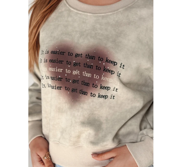 Dámská oversize mikina se srdcem DESSER béžová FashionStreet BY1465