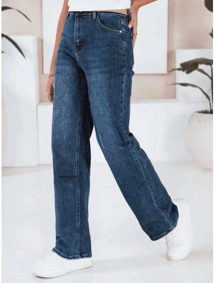 Dámské džíny s širokými nohavicemi tmavě modré FashionStreet UY2782 Dámské džíny s širokými nohavicemi tmavě modré FashionStreet UY2782