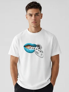 Tshirt męski oversize bawełniany z nadrukiem biały model 22216223 - FashionStreet