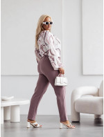 Elegantní dámské kalhoty plus size v barvě cappuccino (728)