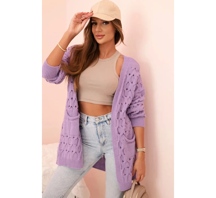 Dámský kardigan s kapsami krajkový model 21207666 - K-Fashion