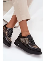 Kožené šněrovací dámské polobotky na platformě model 21710384 - Artiker