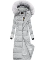 Šedá dlouhá dámská zimní bunda s kapucí model 21241698 - Libland