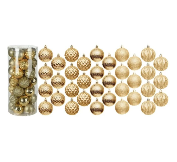 DEKORATIVNÍ PLASTOVÁ CETKA 6CM SADA 35 KS ZLATÁ