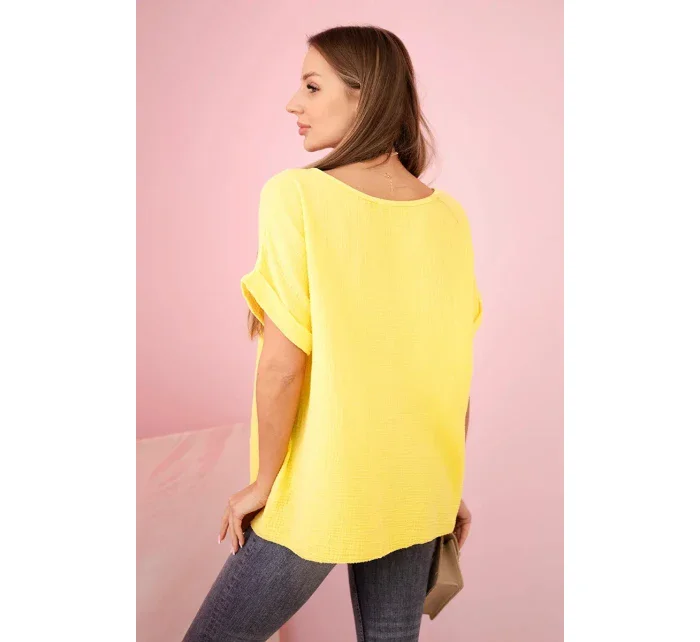 Mušelínová halenka s náhrdelníkem žlutý