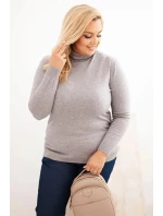 Dámský viskózový svetr Plus Size s klasickým střihem šedý