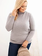 Dámský viskózový svetr Plus Size s klasickým střihem šedý