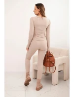 Dámská bavlněná souprava s dlouhým rukávem a legínami béžová Dámská bavlněná souprava s dlouhým rukávem a legínami béžová