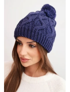 Dámská zimní čepice vlněná s krystaly a vzorem model 21859323 mocca - K-Fashion