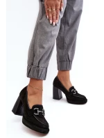 Kožené lodičky na masivním sloupku model 21638437 černé - Laura Messi