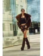 Kozačky Eko Podpatky Na Zip Zateplené  Čokoládové model 21704760 - Boto