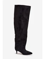 Dámské kozačky na jehlovém podpatku Ysolienne – černé Dámské kozačky na jehlovém podpatku Ysolienne – černé