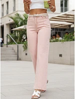 Dámské džíny s vysokým pasem a širokými nohavicemi růžové FashionStreet UY2966