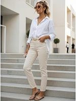 Dámské džíny Mom Fit s vysokým pasem a ekru páskem FashionStreet UY3088
