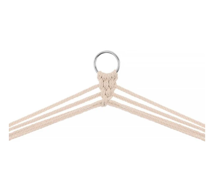 BRAZILSKÁ ZÁVĚSNÁ SEDAČKA HAMAK 100x50 cm PŘÍRODNÍ S VSTŘÍCNÝM PUSHEM BÍLÁ