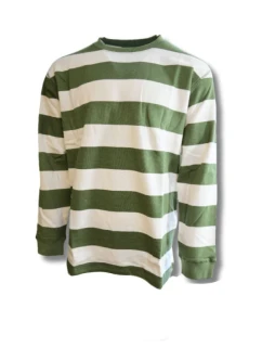 Taikan Everything Pruhovaná mikina s dlouhým rukávem Crew Green - 1306004.GRN