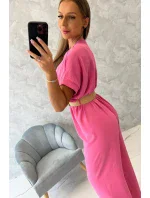 Kombinéza s ozdobným páskem v pase světle růžová Kombinéza s ozdobným páskem v pase světle růžová