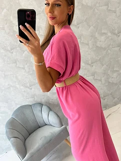 Kombinéza s ozdobným páskem v pase světle růžová