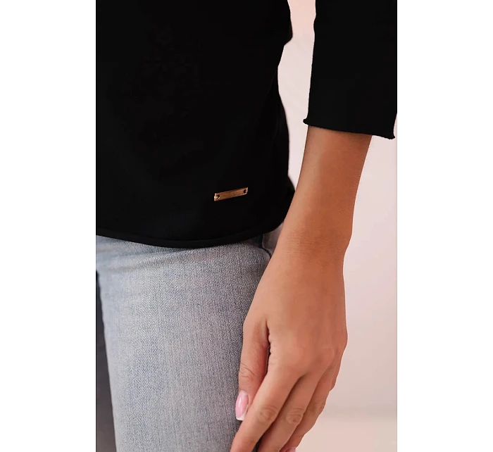 Dámská halenka s lodičkovým výstřihem černý Dámská halenka s lodičkovým výstřihem černý