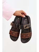 Dámské pantofle se zlatým sponou Černé model 21898346 - Boto Dámské pantofle se zlatým sponou Černé model 21898346 - Boto