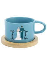 Personalizovaný keramický hrníček Makronka s novomanželským párem 