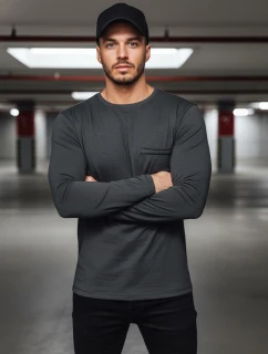 Pánské tmavě šedé tričko s dlouhým rukávem Dstreet model 21967968 - FashionStreet