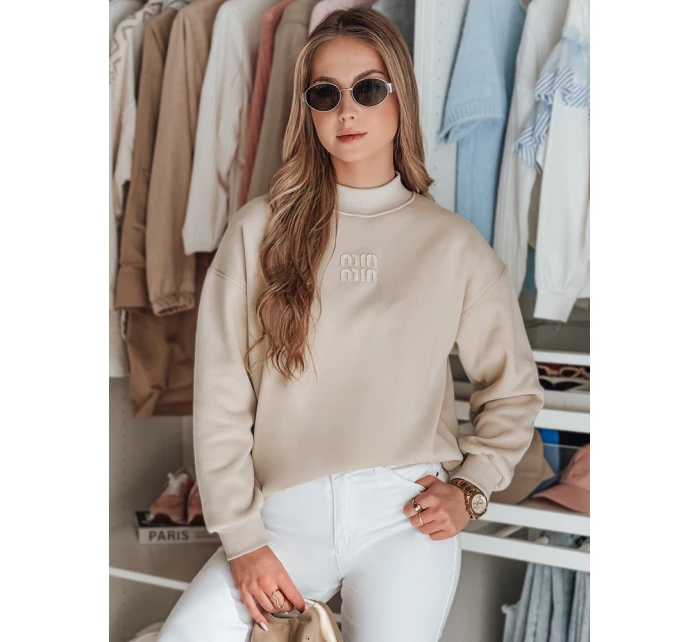 Dámská oversize mikina s nášivkou LOVASON béžová FashionStreet BY1420 Dámská oversize mikina s nášivkou LOVASON béžová FashionStreet BY1420