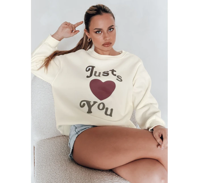 Dámská mikina s potiskem JUST LOVE YOU béžová FashionStreet BY1476