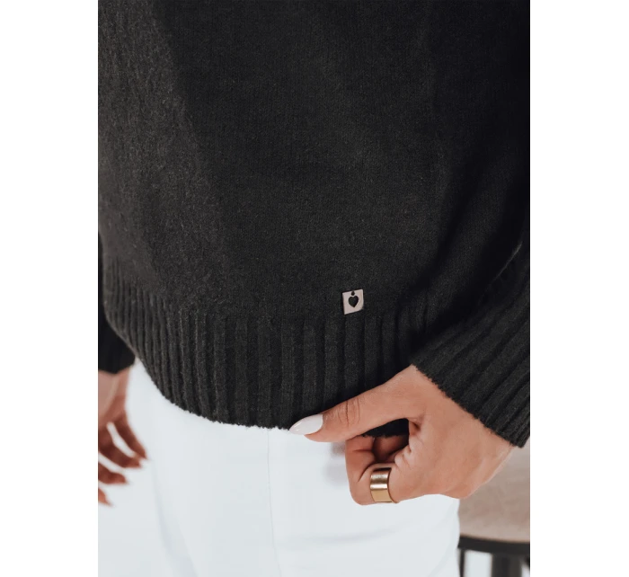 Dámský svetr s polovičním rolákem černý FashionStreet MY2533