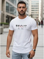 Pánské tričko s velkým nápisem, bavlněné, bílé, FashionStreet NX5137R Pánské tričko s velkým nápisem, bavlněné, bílé, FashionStreet NX5137R