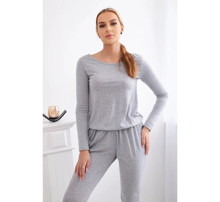 Viskózový overal do pasu šedý