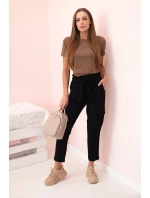 Dámské cargo kalhoty s vysokým pasem černý Dámské cargo kalhoty s vysokým pasem černý