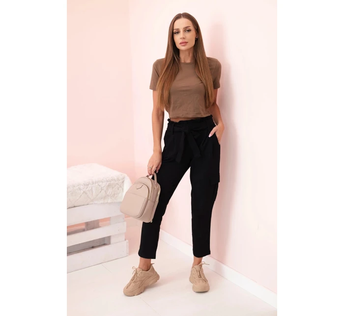 Dámské cargo kalhoty s vysokým pasem černý Dámské cargo kalhoty s vysokým pasem černý