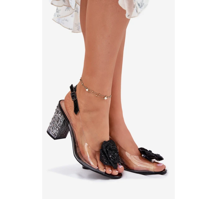 Průhledné Sandály Na Podpatku S A Ozdobou D&A Černé model 21698339 - S.Barski