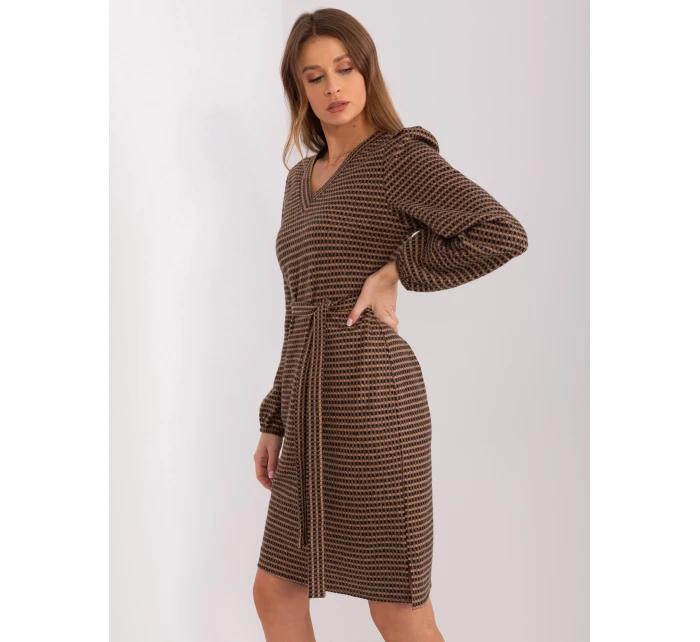 Sukienka LK SK model 21757226 camelowy - FPrice Sukienka LK SK model 21757226 camelowy - FPrice