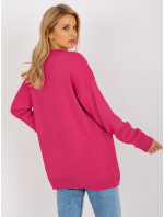 Fuchsiový dámský oversize svetr s dlouhým rukávem