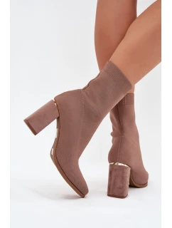 Dámské kotníkové boty Virelle na sloupku – béžové