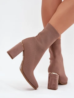 Dámské kotníkové boty Virelle na sloupku – béžové