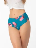 Dámské kalhotky brazilky Wild Rose Brasil Maxi petrolejová se vzorem - Julimex