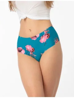 Dámské kalhotky brazilky Wild Rose Brasil Maxi petrolejová se vzorem - Julimex